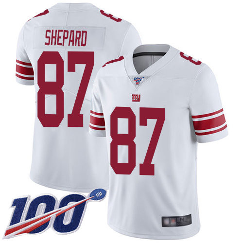 Nike Giants #87 Sterling Shepard White Men’s Stitched NFL 100th Season Vapor Limited Jersey