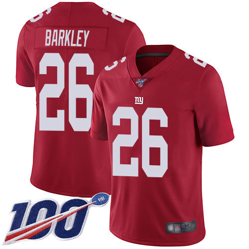 Nike Giants #26 Saquon Barkley Red Men’s Stitched NFL Limited Inverted Legend 100th Season Jersey