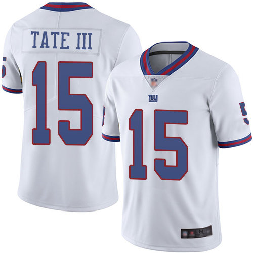 Giants #15 Golden Tate III White Men’s Stitched Football Limited Rush Jersey