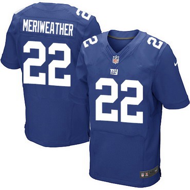 Men’s New York Giants #22 Brandon Meriweather Royal Blue Team Color NFL Nike Elite Jersey