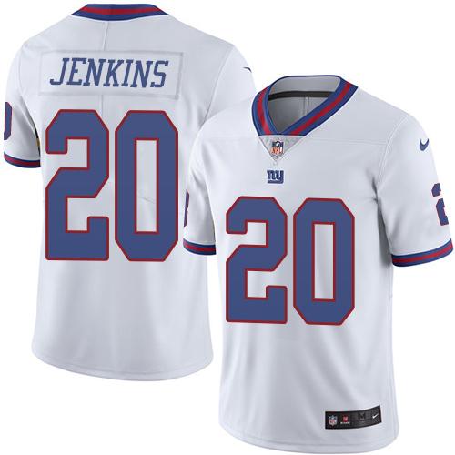 Nike Giants #20 Janoris Jenkins White Men’s Stitched NFL Limited Rush Jersey