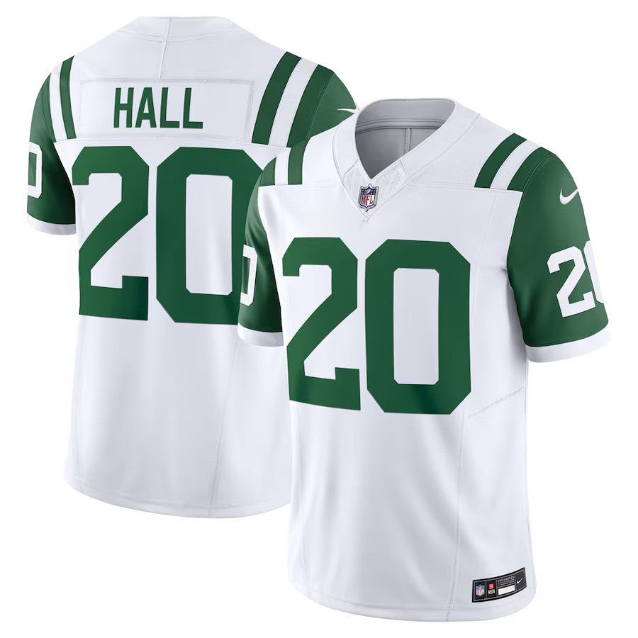 New York Jets #20 Breece Hall Classic Alternate Vapor FUSE Limited Jersey – White 1