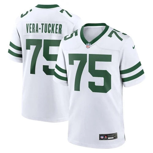 New York Jets #75 Alijah Vera-Tucker Game Jersey – Men, Legacy White 4
