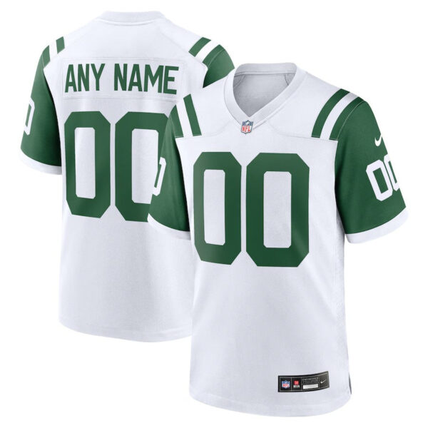 New York Jets Nike Classic Alternate Custom Replica Jersey – White 1