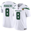 New York Jets #8 Aaron Rodgers White 2023 FUSE With John Madden Patch Vapor Jersey