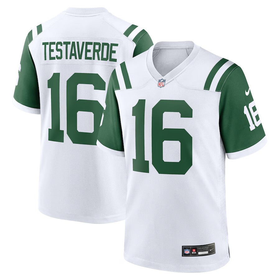 New York Jets #16 Vinny Testaverde Classic Alternate Retired Player Game Jersey – White 1