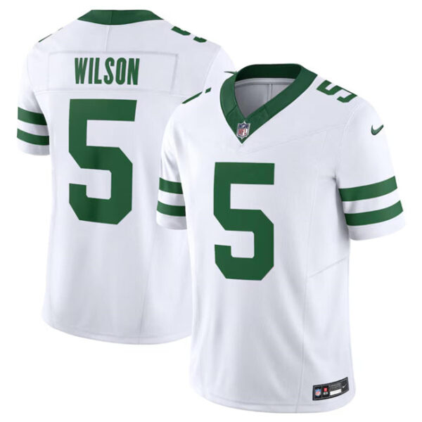New York Jets #5 Garrett Wilson White 2024 FUSE Vapor Limited Stitched Jersey