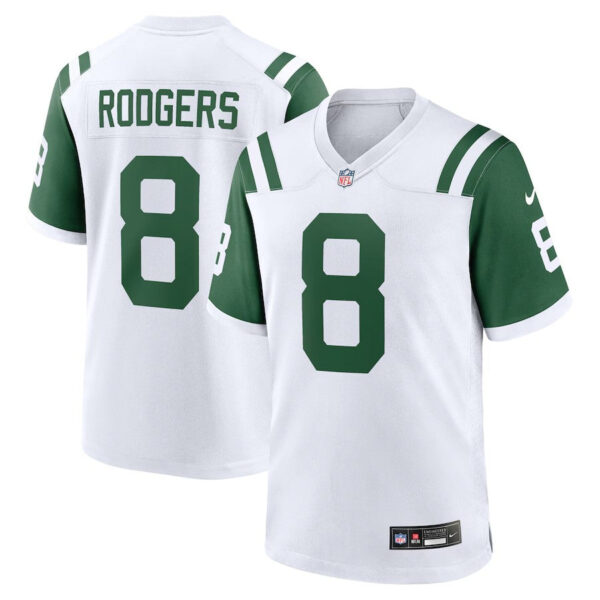 New York Jets #8 Aaron Rodgers Classic Alternate Game Jersey – White 1