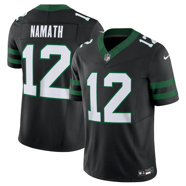 New York Jets #12 Joe Namath Black 2024 FUSE Vapor Limited Stitched Jersey