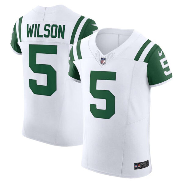 New York Jets #5 Garrett Wilson Classic Alternate Vapor FUSE Elite Jersey – White