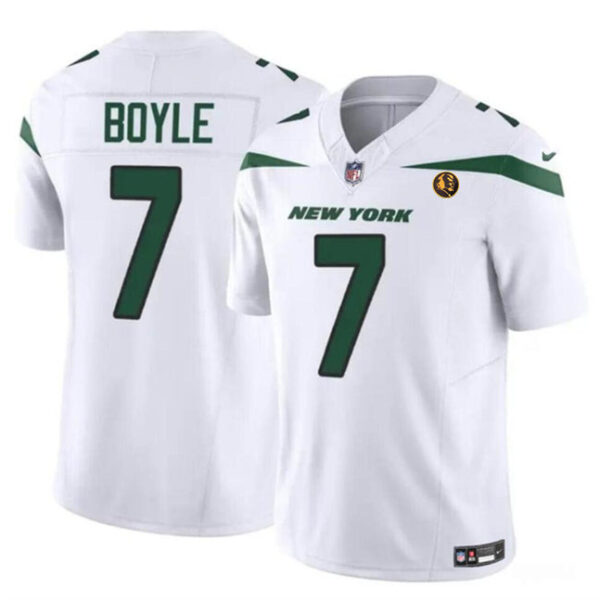 New York Jets #7 Tim Boyle White 2023 FUSE With John Madden Patch Vapor Jersey