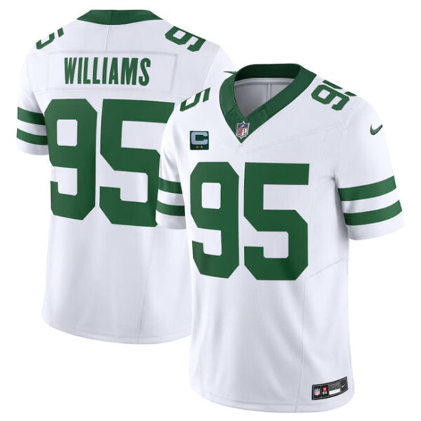 New York Jets #95 Quinnen Williams White 2024 FUSE With 2 Star C Patch Jersey
