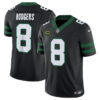 New York Jets #8 Aaron Rodgers Black 2024 FUSE With 4 Star C Patch Vapor Jersey
