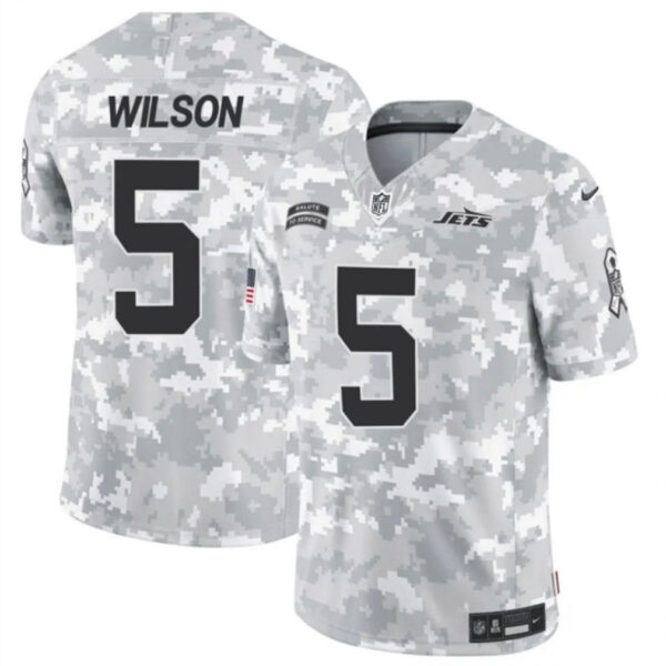 New York Jets #5 Garrett Wilson 2024 FUSE Arctic Camo Salute To Service Limited Football Stitched Jersey