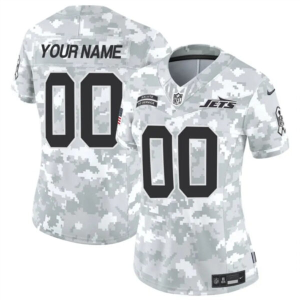 Women New York Jets Active Player Custom 2024 FUSE Arctic Camo Salute To Service Limited Football Stitched Jersey