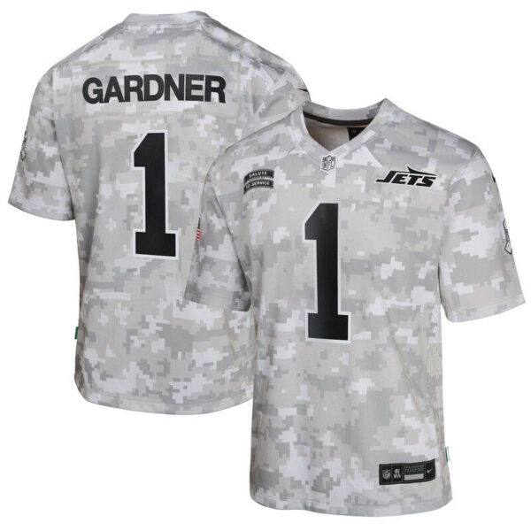 Sauce Gardner New York Jets Youth 2024 Salute To Service Game Jersey Arctic Camo