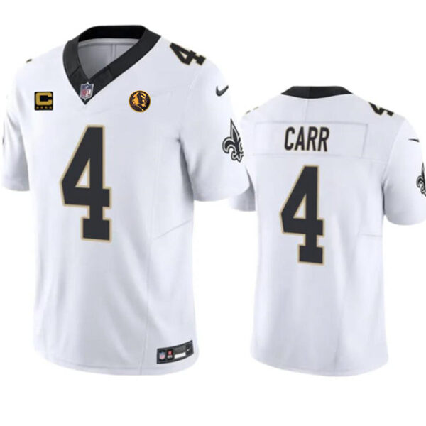 New Orleans Saints #4 Derek Carr White 2023 FUSE With 4-Star C Patch And John Jersey
