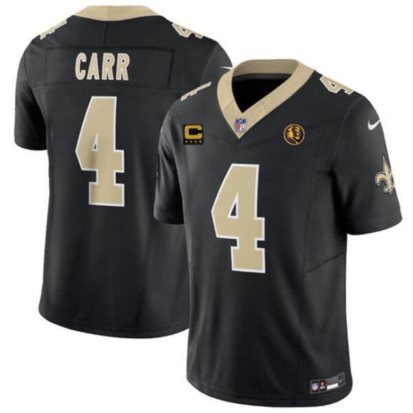 New Orleans Saints #4 Derek Carr Black 2023 FUSE With 4-Star C Patch And John Jersey