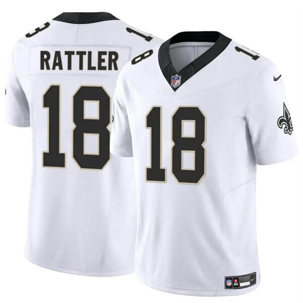 New Orleans Saints #18 Spencer Rattler White FUSE Vapor Limited Jersey