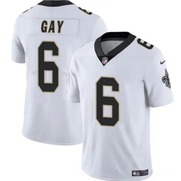 New Orleans Saints #6 Willie Gay White Vapor Limited Football Stitched Jersey