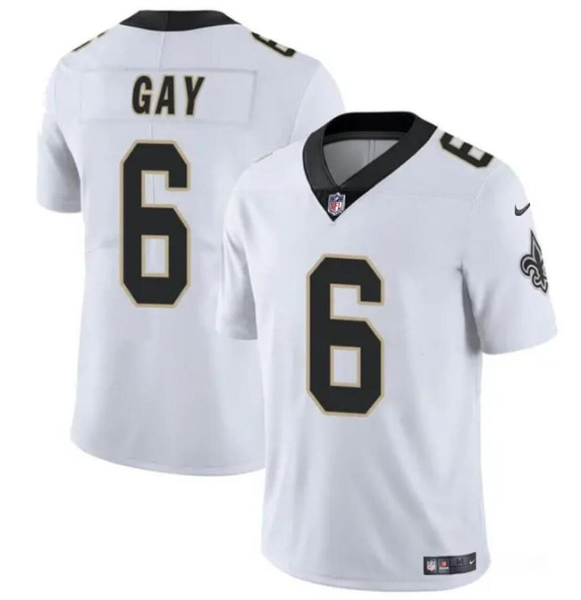 New Orleans Saints #6 Willie Gay White Vapor Limited Football Stitched Jersey