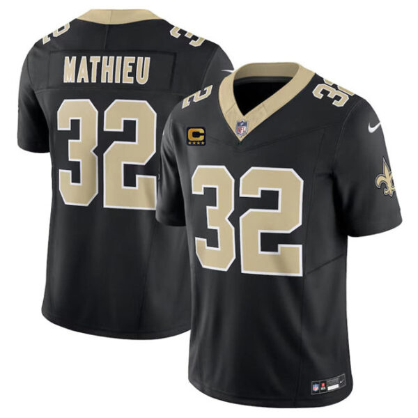 New Orleans Saints #32 Tyrann Mathieu Black 2024 FUSE With 4 Star C Patch Jersey