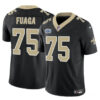 New Orleans Saints #75 Taliese Fuaga Black 2024 With Dradt Patch FUSE Vapor Jersey