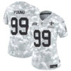Women New Orleans Saints #99 Chase Young 2024 FUSE Arctic Camo Salute To Service Limited Football Stitched Jersey
