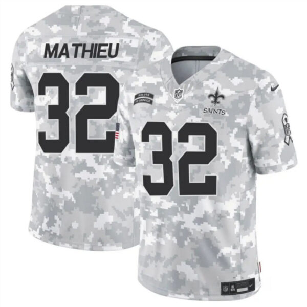 New Orleans Saints #32 Tyrann Mathieu 2024 FUSE Arctic Camo Salute To Service Limited Football Stitched Jersey