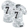 Women New Orleans Saints #7 Taysom Hill 2024 FUSE Arctic Camo Salute To Service Limited Football Stitched Jersey