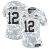 Women New Orleans Saints #12 Chris Olave 2024 FUSE Arctic Camo Salute To Service Limited Football Stitched Jersey