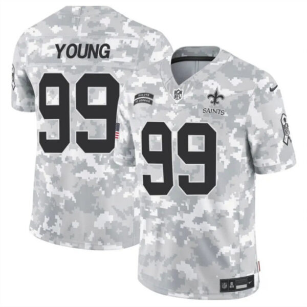 New Orleans Saints #99 Chase Young 2024 FUSE Arctic Camo Salute To Service Limited Football Stitched Jersey