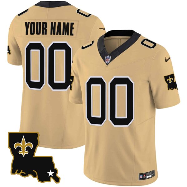 Saints 1987 Legacy Vapor Custom Jersey – All Stitched – Men – Gold