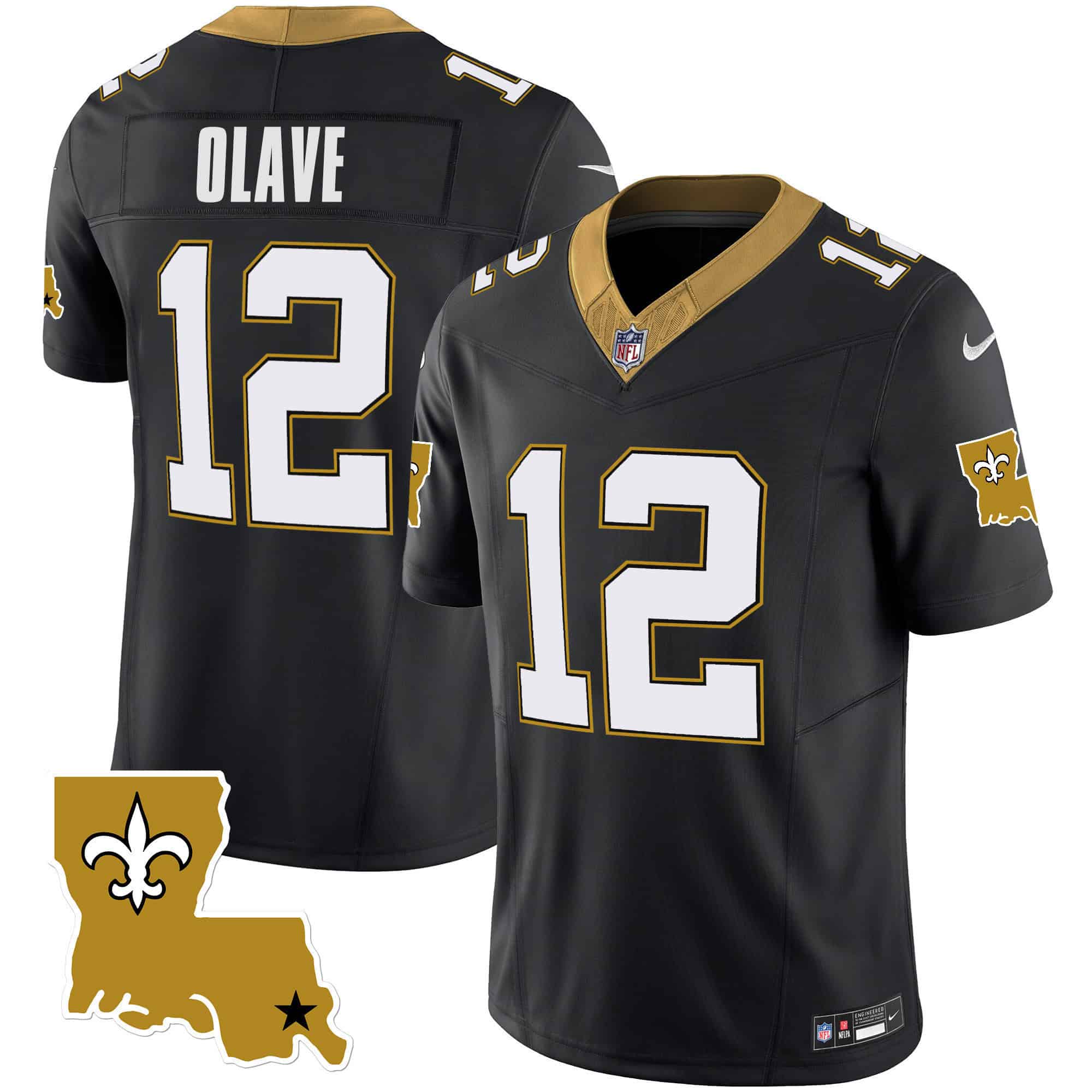 Youth’s Saints 1987 Legacy Vapor Jersey – All Stitched – Black – Chris Olave