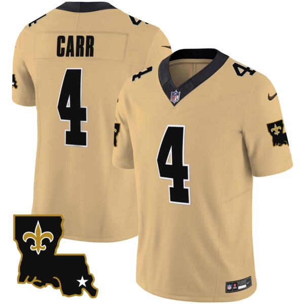 Youth’s Saints 1987 Legacy Vapor Jersey – All Stitched – Gold – Derek Carr