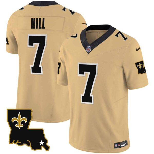 Youth’s Saints 1987 Legacy Vapor Jersey – All Stitched – Gold – Taysom Hill