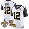Men’s Saints Vapor Limited Jersey – New Orleans Patch – All Stitched – Black Sleeves – Chris Olave