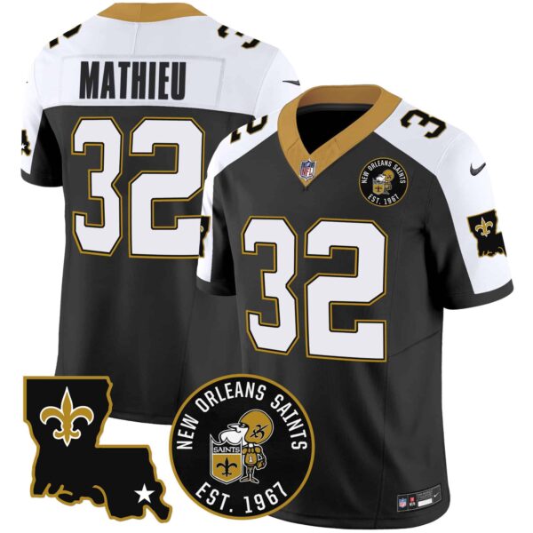 Men’s Saints EST. 1967 Patch Vapor Jersey – All Stitched – Alternate – Tyrann Mathieu
