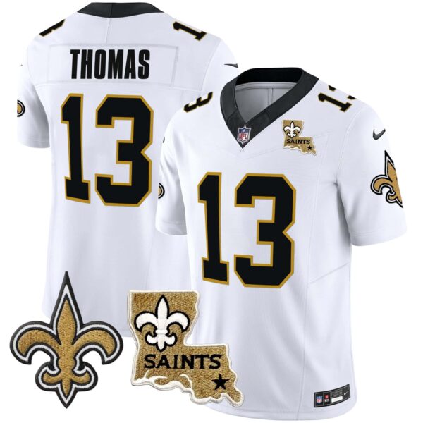 Men’s Saints Vapor Limited Jersey – New Orleans Patch – All Stitched – White – Michael Thomas