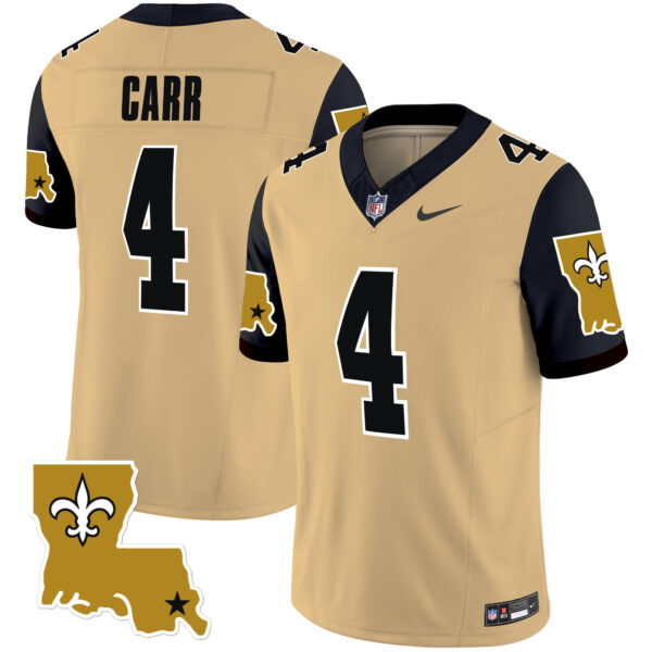 Men’s Saints 1987 Legacy Vapor Limited Jersey V2 – All Stitched – Gold – Derek Carr
