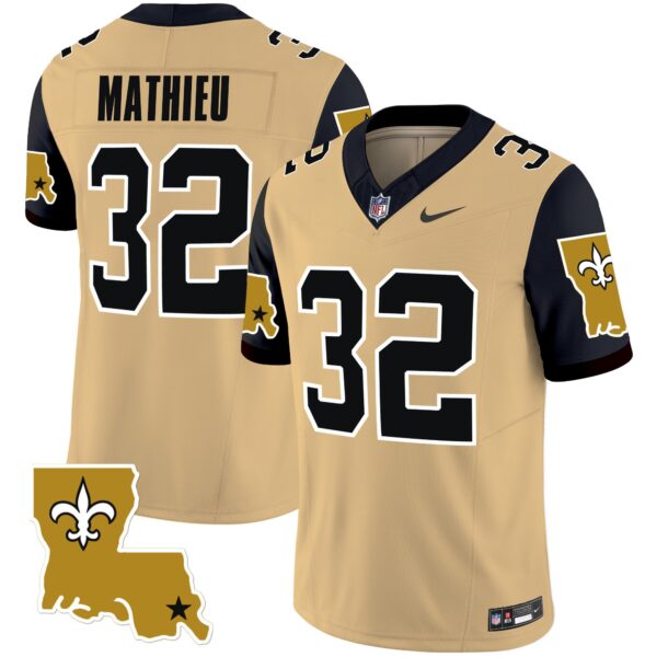 Men’s Saints 1987 Legacy Vapor Limited Jersey V2 – All Stitched – Gold – Tyrann Mathieu