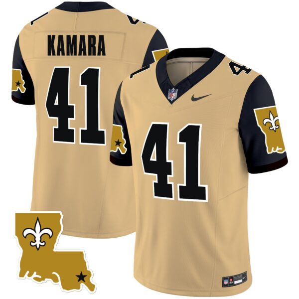 Men’s Saints 1987 Legacy Vapor Limited Jersey V2 – All Stitched – Gold – Alvin Kamara