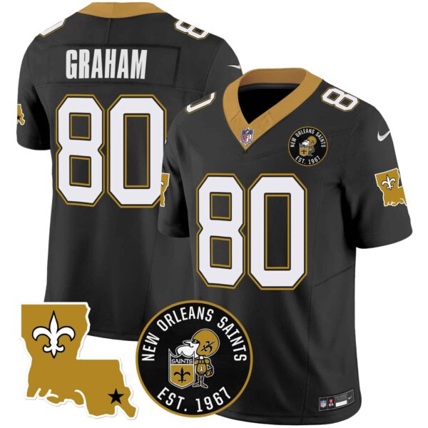 Men’s Saints EST. 1967 Patch Vapor Jersey – All Stitched – Black – Jimmy Graham