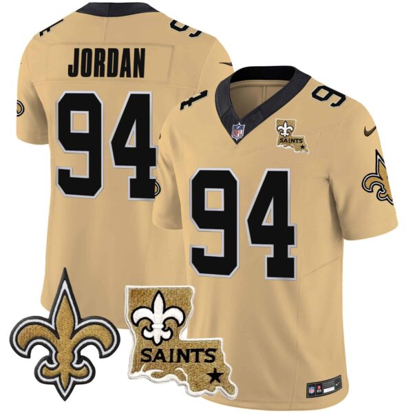 Men’s Saints Vapor Limited Jersey – New Orleans Patch – All Stitched – Gold – Cameron Jordan