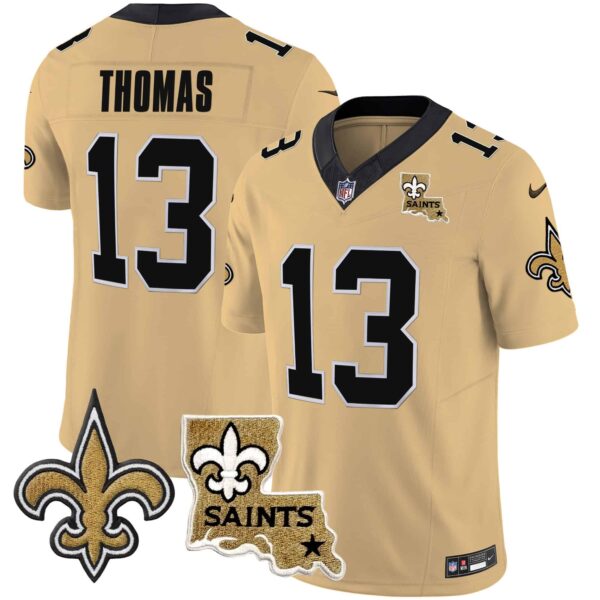 Men’s Saints Vapor Limited Jersey – New Orleans Patch – All Stitched – Gold – Michael Thomas