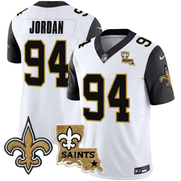 Men’s Saints Vapor Limited Jersey – New Orleans Patch – All Stitched – Black Sleeves – Cameron Jordan