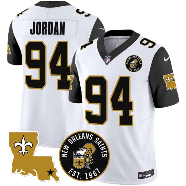 Men’s Saints EST. 1967 Patch Vapor Jersey – All Stitched – Black Sleeves – Cameron Jordan