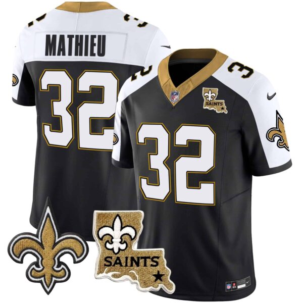 Men’s Saints Vapor Limited Jersey – New Orleans Patch – All Stitched – Alternate – Tyrann Mathieu