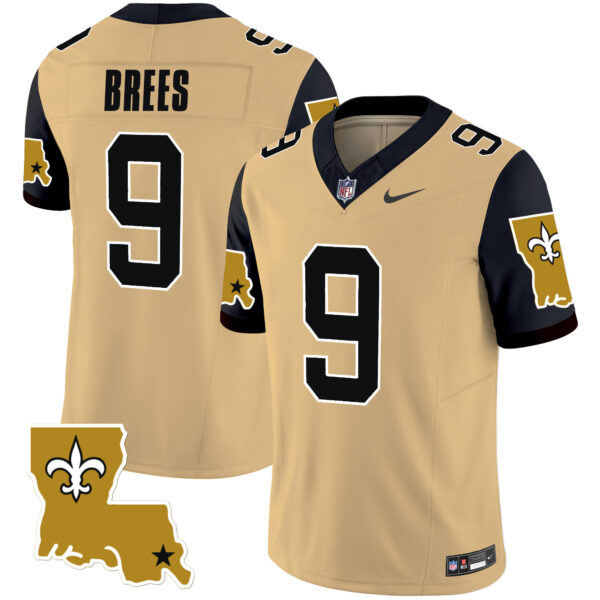 Men’s Saints 1987 Legacy Vapor Limited Jersey V2 – All Stitched – Gold – Drew Brees
