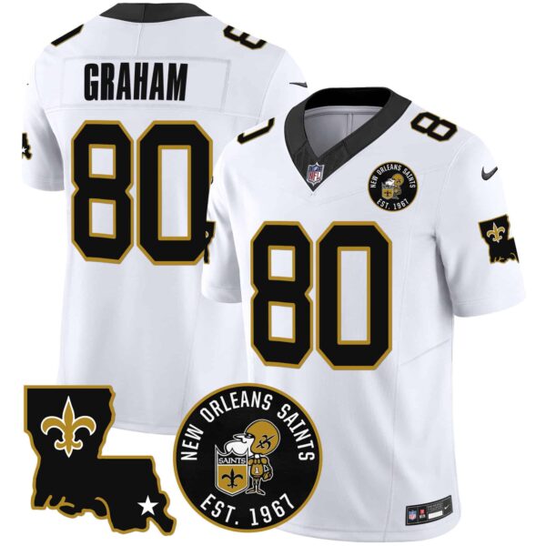 Men’s Saints EST. 1967 Patch Vapor Jersey – All Stitched – White – Jimmy Graham